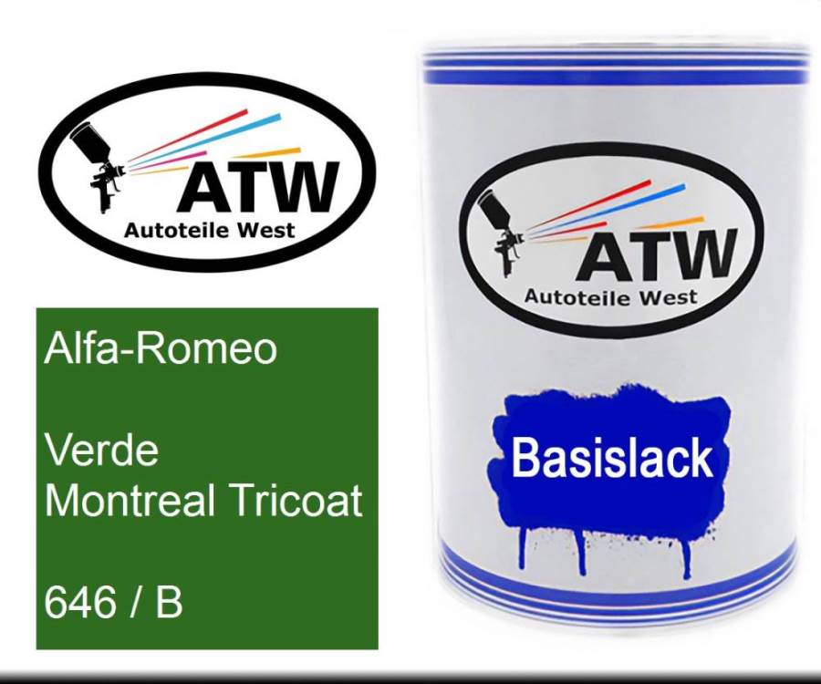 Alfa-Romeo, Verde Montreal Tricoat, 646 / B: 500ml Lackdose, von ATW Autoteile West.